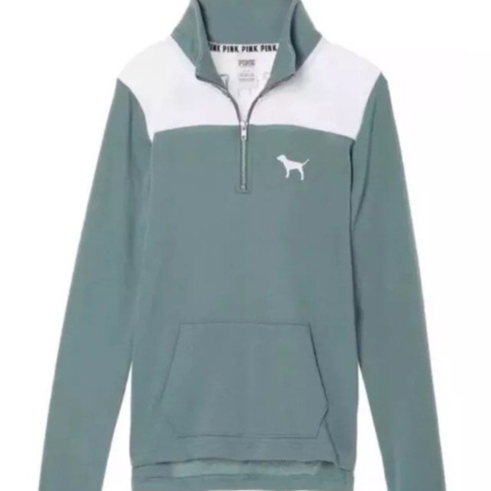 VS PINK Green Quarterzip | Large